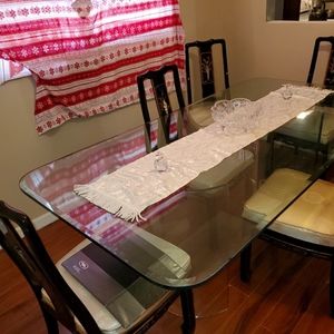 Glass table with 6 chairs